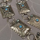 Concho Style Chain Belt Southwest Etched Silver Tone Faux Turquoise  32  Vintage