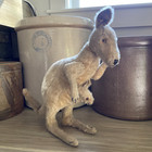 Steiff Kangaroo With Joey 1930s Ff Button Mohair Stuffed Animal Swivel Head