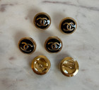 Stamped Lot Of 6 Designer Black And Gold Button 21mm