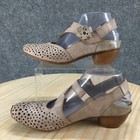Rieker Shoes Womens 38 Mirjam Perforated Sling Back Beige Leather Block Heels