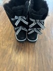 Ugg Bailey Bow Women  Us 11 Black Suede Sheepskin Lined Mid-calf