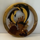 Dolphin Mates Hand Crafted 3d Intarsia Wood Art Sign Wall Plaque