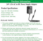 24v 1 5a Dc Power Supply Cord 100v-240v Ac To Dc 24 Volt 1 5a 1a 0 5a Power Adap