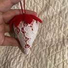 Strawberry Emery   Pincushion Red With White Lace Overlay 3-1 2   