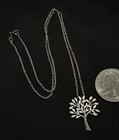Vtg Sterling Silver 925 Necklace Tree Of Life Leaf Detailed Pendant Chain 18   