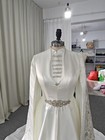 Elegant High Neck Wedding Dress Long Sleeve Dubai Abaya Muslim Bridal Kaftan