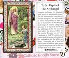 Saint St  Raphael With Prayer - Gold Trim  Paperstock Holy Card