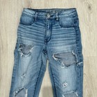 American Eagle Light Blue High Waist Distressed Ripped Skinny Denim Jeans Pants
