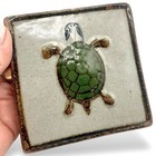 Vintage Tonala Turtle Tile Primative Boho Folk Art Pottery Signed Z Mexico