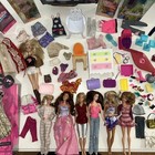 Early 2000   s Vintage Barbie Dolls Mixed Lot Of 11 W Boxes Case Clothes Furniture