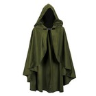 Fairy Hooded Cloak Renaissance Costume Medieval Cosplay Wizard Witch Cape Green