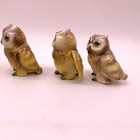Vintage Hand Painted Japan Owl Figurines Set Of 3 Ceramic Woodland Decor 2 5  