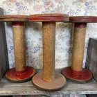 Antique Industrial Textile Wood   Spools With Metal Rims
