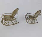 Vintage 1970s Miniature Brass Rocking Chairs Dollhouse Furniture 1 12 Scale Mcm