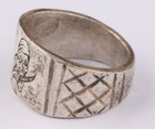 Soldier Of Fortune Ww2 Ring Wwii Pirate Skull With A Boarding Knife In Its Teeth