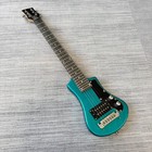 Hofner Mini Travel Electric Guitar Blue Solid Body Humbucker Pickup With Gigbag