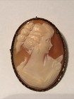 Vintage 925 Sterling Silver Gold Vermeil Cameo Pin Pendant 4 X 3 Cm