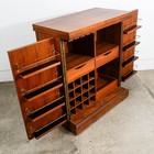 Mid Century Modern Cabinet Custom Bar Liquor Teak Marble Expanding Doors Wine