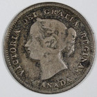 1875-h Small Date 5 Cent Canada Low Mintage Fine Km 2 Free Shipping