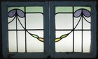 Abstract Pair Of Old English Stained Glass Windows 16 5  X 20 