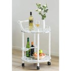 Round Wood Serving Silver white And Gray Bar Cart Tea Trolley With 2  Tier Shelv