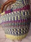 Handwoven U-shopper Or Bolga Market Basket   with Leather Handles 