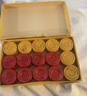 Vintage Crisloid Bakelite Checkers Marbled Backgammon Game Pieces Set 30 W  Box