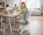 Student Study Desk Chair   Adjustable Height   Comfortable Fabric Seat   White  