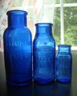 Antique Lot -3 Cobalt Blue Bromo-seltzer Emerson Drug Co  Medicine Bottles