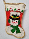 Vtg 1973 Completed Jeweled Snowman Christmas Stocking 12  From Bucilla Kit 1627