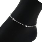 925 Sterling Silver 9 -10  Adjustable Figaro Beaded Ankle Bracelet Anklet