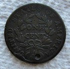 1798 1c  Draped Bust Large Cent Style 2 Hair Rare Key Date Vg Holed Reverse Cud