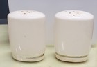 Ceramic Salt   Pepper Shaker Set White With Flowers 3 1 4  Tall 2 1 2  Wide