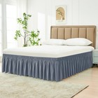 Bed Skirt Wraparound Elastic Dark Grey 15in Drop Queen Easy Fit Bedding