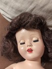 Mid- Century Hard Plastic Doll W  Brown Hair  Sleepy Eyes   Open Mouthw  Teeth