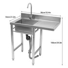 Commercial Kitchen Sink Prep Table With Faucet 304 Stainless Steel 1 Compartment