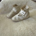 Antique Baby Toddler Shoes High Top Kid Leather White Button Vintage Booties