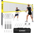 Outdoor Portable Complete Volleyball Badminton Set W net  4 Rackets   4 Birdies