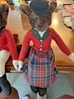 Mr    Mrs  Foxes Dressed For The Hunt 17  X 9  Cloth With Leather Boots Vintage