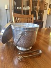 Vintage Hammered Aluminum Silver Metal Insulated Ice Bucket Made In Italy