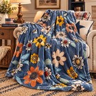Floral Print Soft Fleece Throw Blanket Plush Cozy Warm Bed Sofa Couch