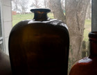 1770s Free Blown Open Pontil Blackglass Olive Green Case Gin Bottle Crude Lip