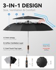 Windproof Travel Umbrella With Double-layer Ventilated Canopy - Withstands 55   