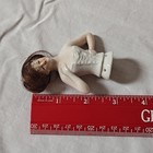Porcelain Half Doll Pin Cushion Top Brown Hair Antique Pre-1930 3 Inch