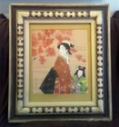 Antique Vtg Chinese Japanese Mother   Child Original Painting On Silk Signed
