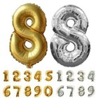 16inch Arabic Numerals Balloons Gold Silver Birthday Party Supply Self Seali L