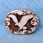 Western Eagle Belt Buckle Cowboy Filigree Floral Scroll Cowgirl Vtg 90s   nox828