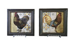 Rooster Floral Wood Framed Home Decor Set Of 2 Wall Hanging Kirkland Vintage 6x6