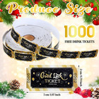 1000 Pcs Tickets Roll Single Carnival Raffle Tickets Black Golden Numbered Card