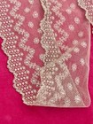Antique Bobbin Lace Netted Wide 3 x 52 ecru Delicate Floral Dot Scalloped Edging
